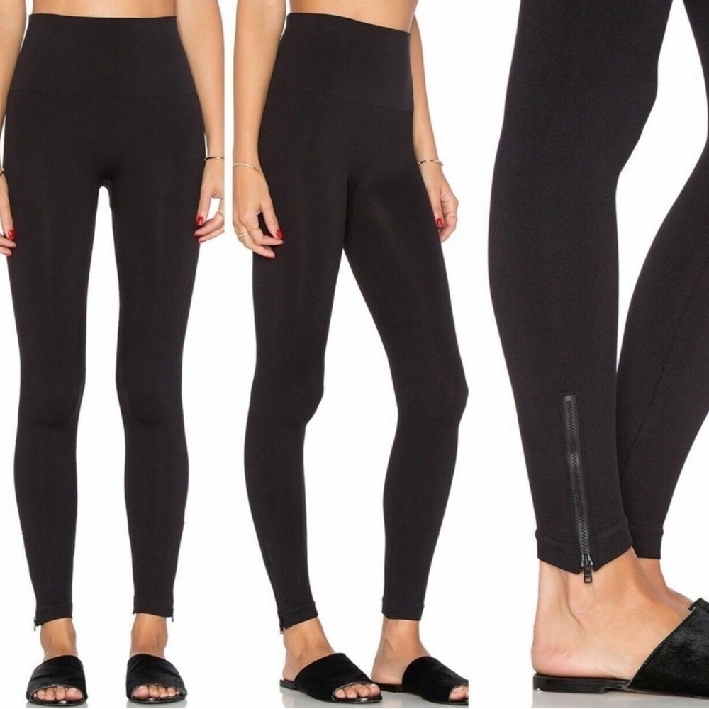 Spanx Seamless High Waisteded Ankle Zip Leggingsgs Size Large Black